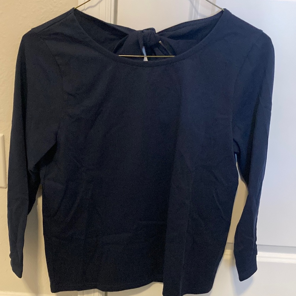 Jcrew long sleeve tie back mariner cloth t shirt navy women’s M